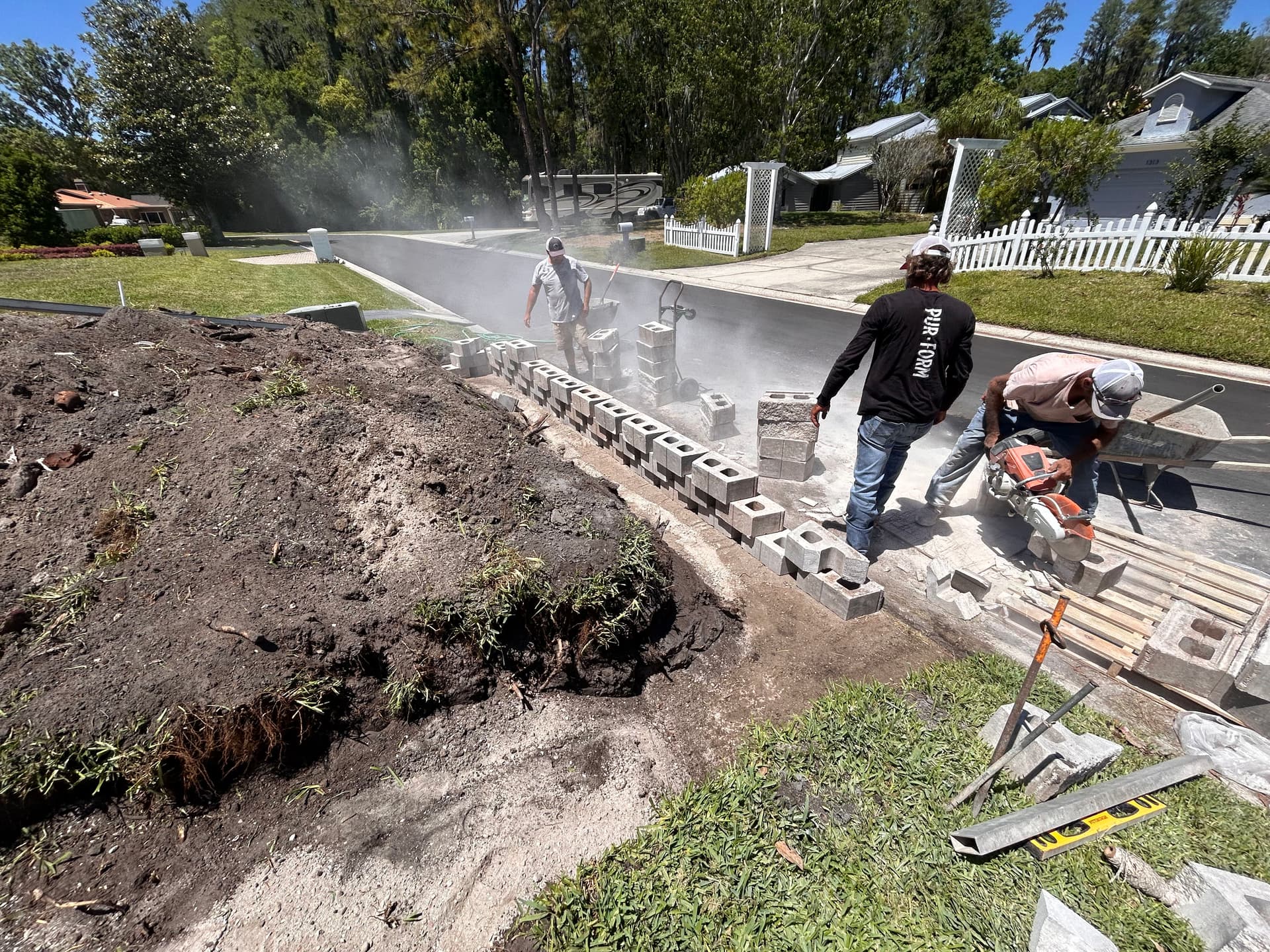 Gallery photos for Stone Retaining Wall Garden Bed Built After Storm Damage: Image #4