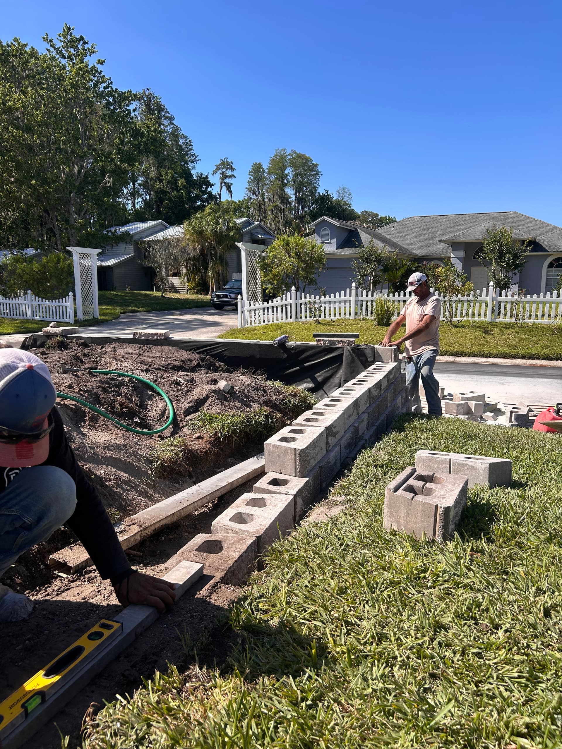 Gallery photos for Stone Retaining Wall Garden Bed Built After Storm Damage: Image #5